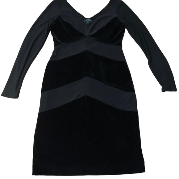 Lauren Ralph Lauren Velvet Chevron Jersey Dress SZ 4 - Picture 5 of 9
